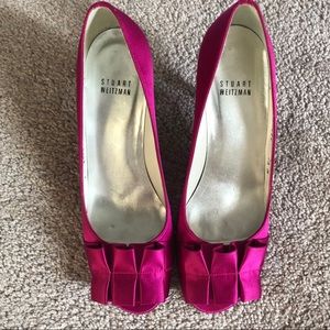 Stuart Weitzman Bow Satin Heels